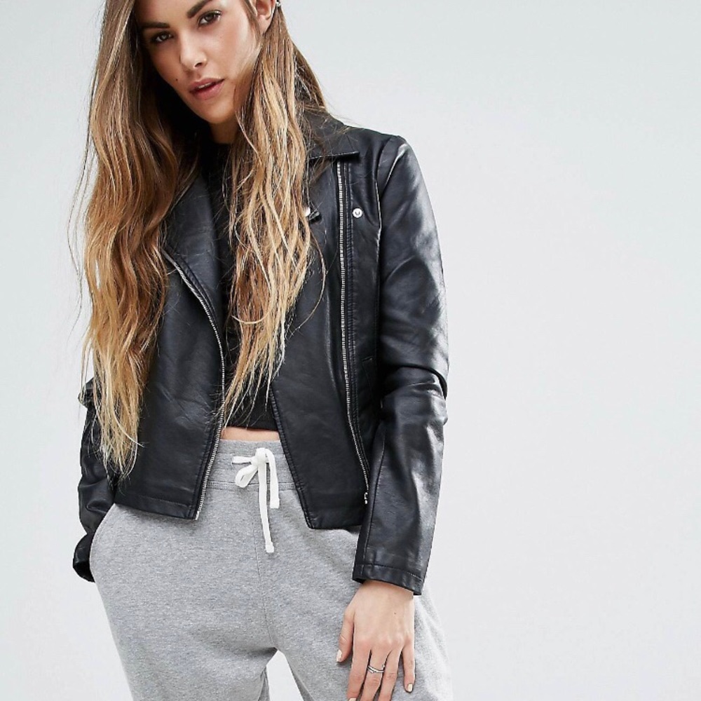 Noisy May faux leather biker jacket